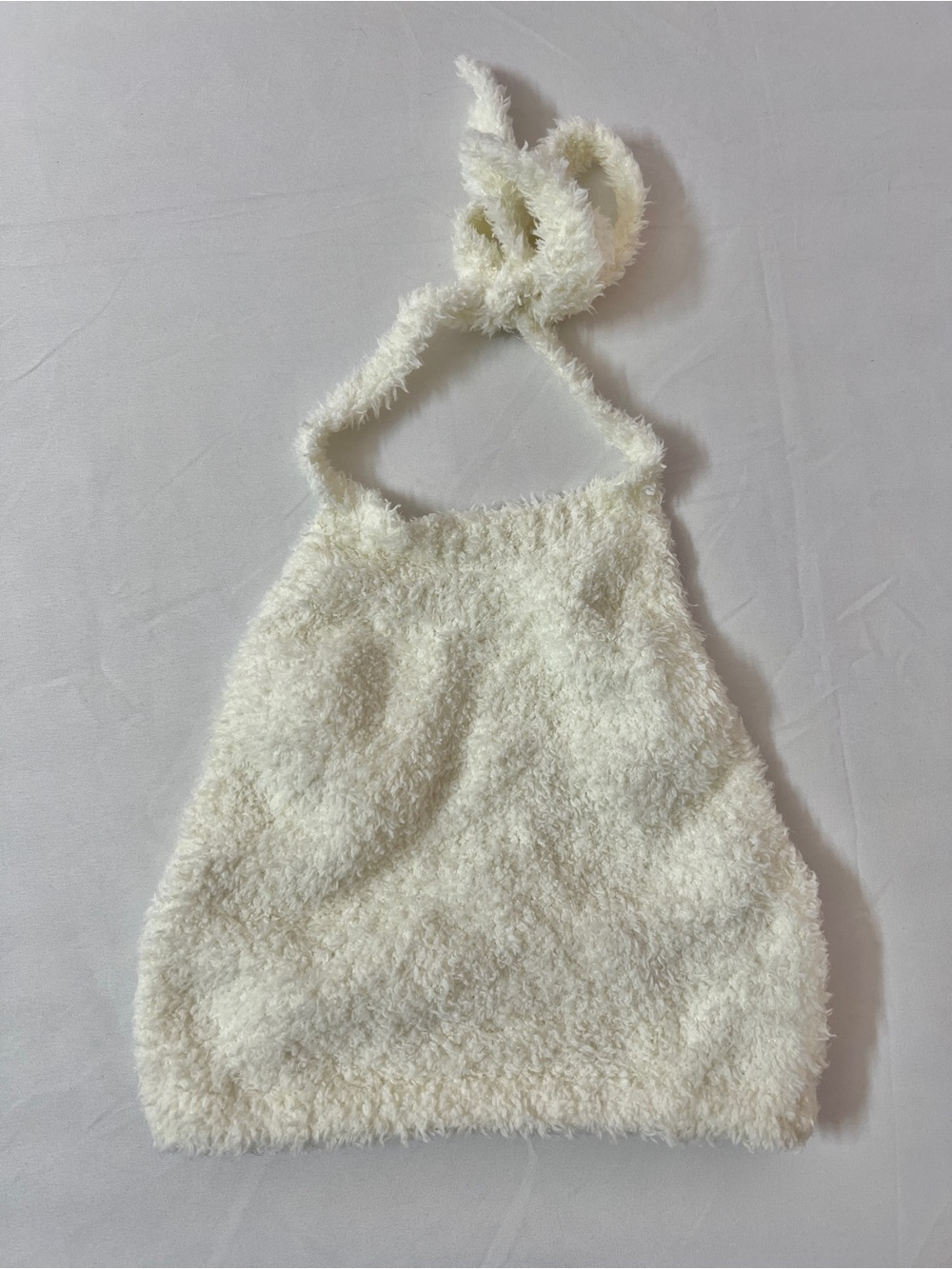 SKIMS Cozy Knit Halter Tie Crop Top Cream